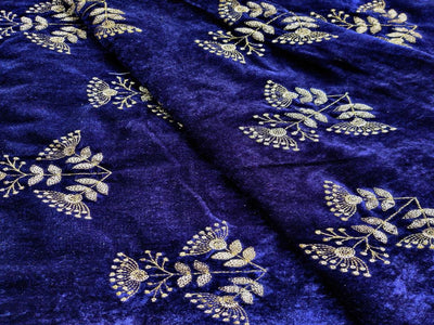 navy-blue-golden-sequins-embroidered-velvet-fabric