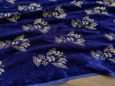 navy-blue-golden-sequins-embroidered-velvet-fabric