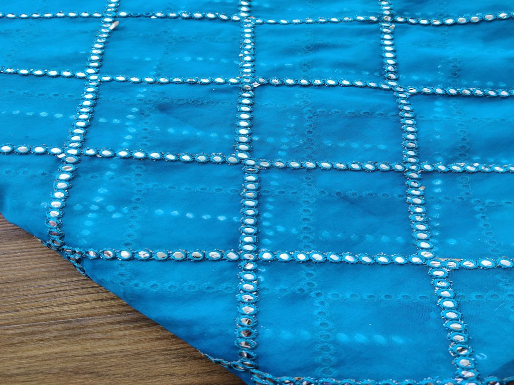 blue-organza-fabric-with-embroidered-silver-faux-mirror-work
