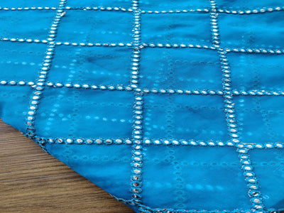 blue-organza-fabric-with-embroidered-silver-faux-mirror-work