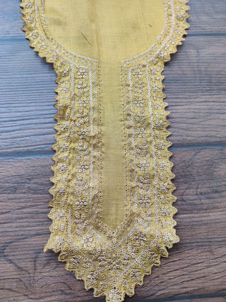 Mustard Yellow Golden Sequins And Zari Embroidered Patch