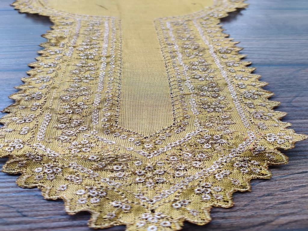 Mustard Yellow Golden Sequins And Zari Embroidered Patch