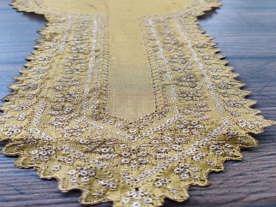 Mustard Yellow Golden Sequins And Zari Embroidered Patch