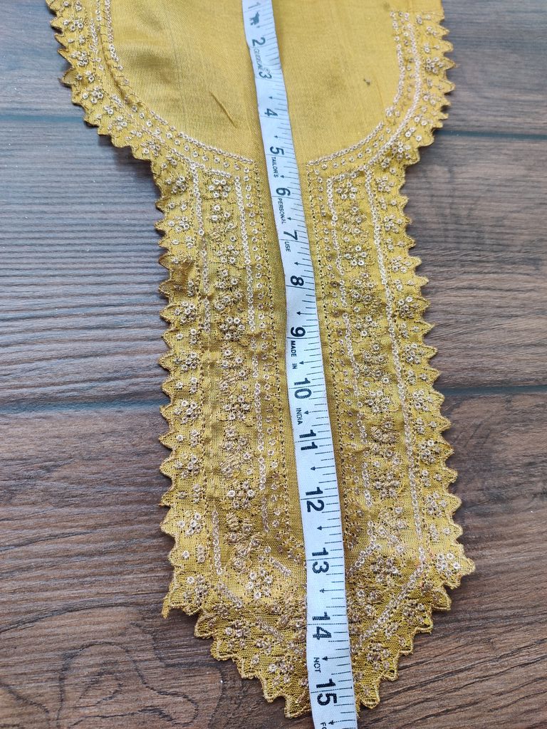 Mustard Yellow Golden Sequins And Zari Embroidered Patch