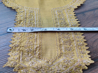 Mustard Yellow Golden Sequins And Zari Embroidered Patch