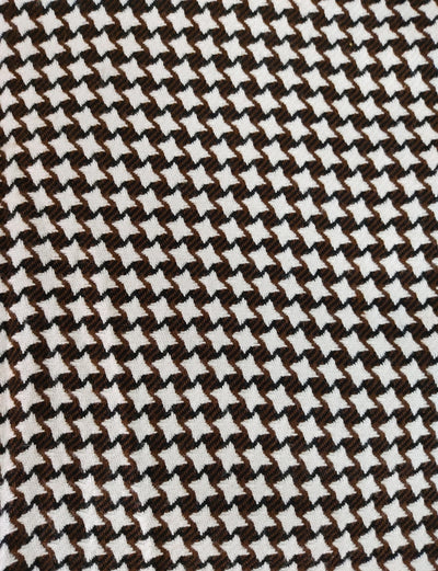 Brown & White Abstract Woolen Tweed Fabric