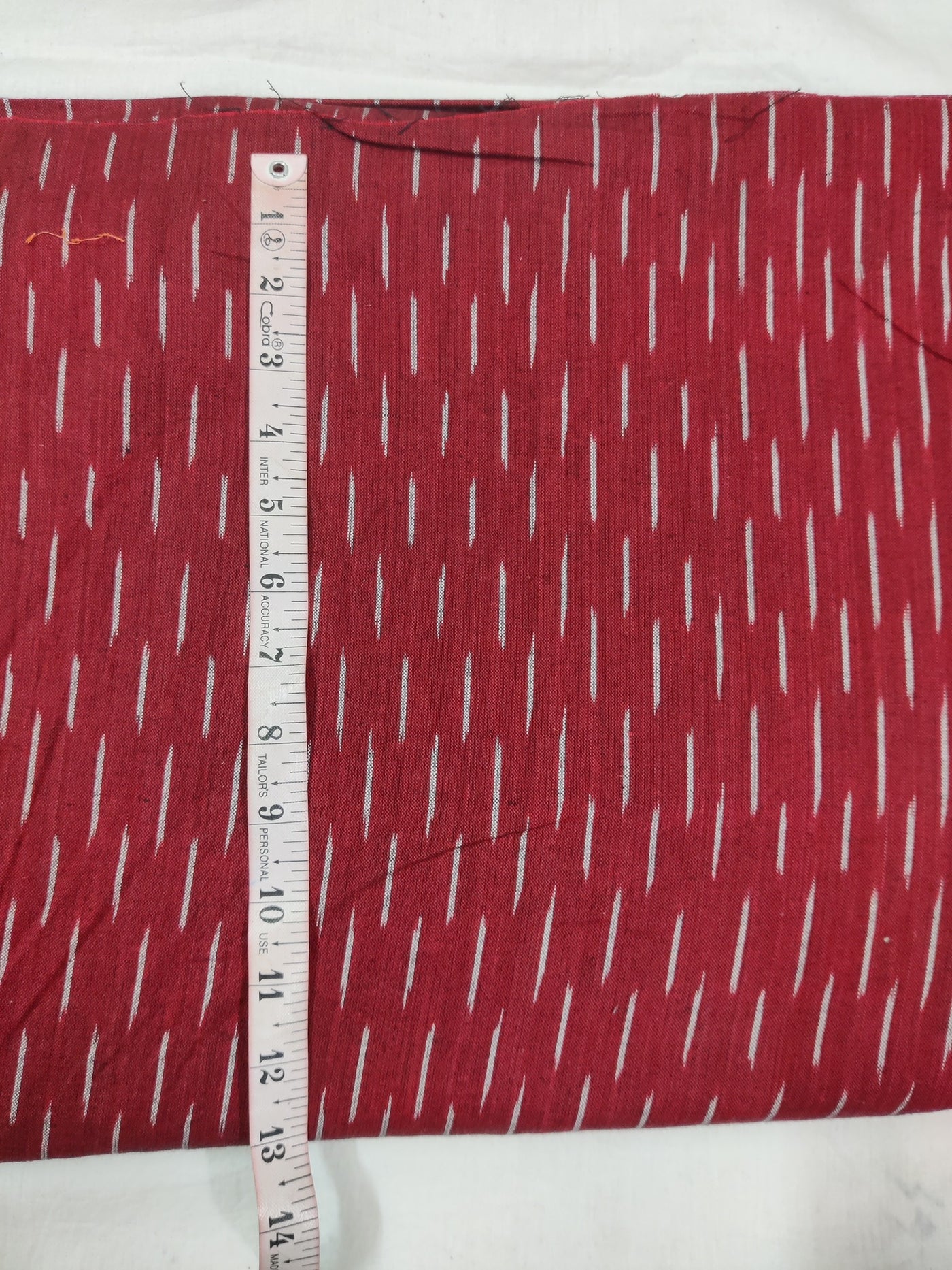 Maroon Abstract Handloom Pure Cotton Ikat Fabric