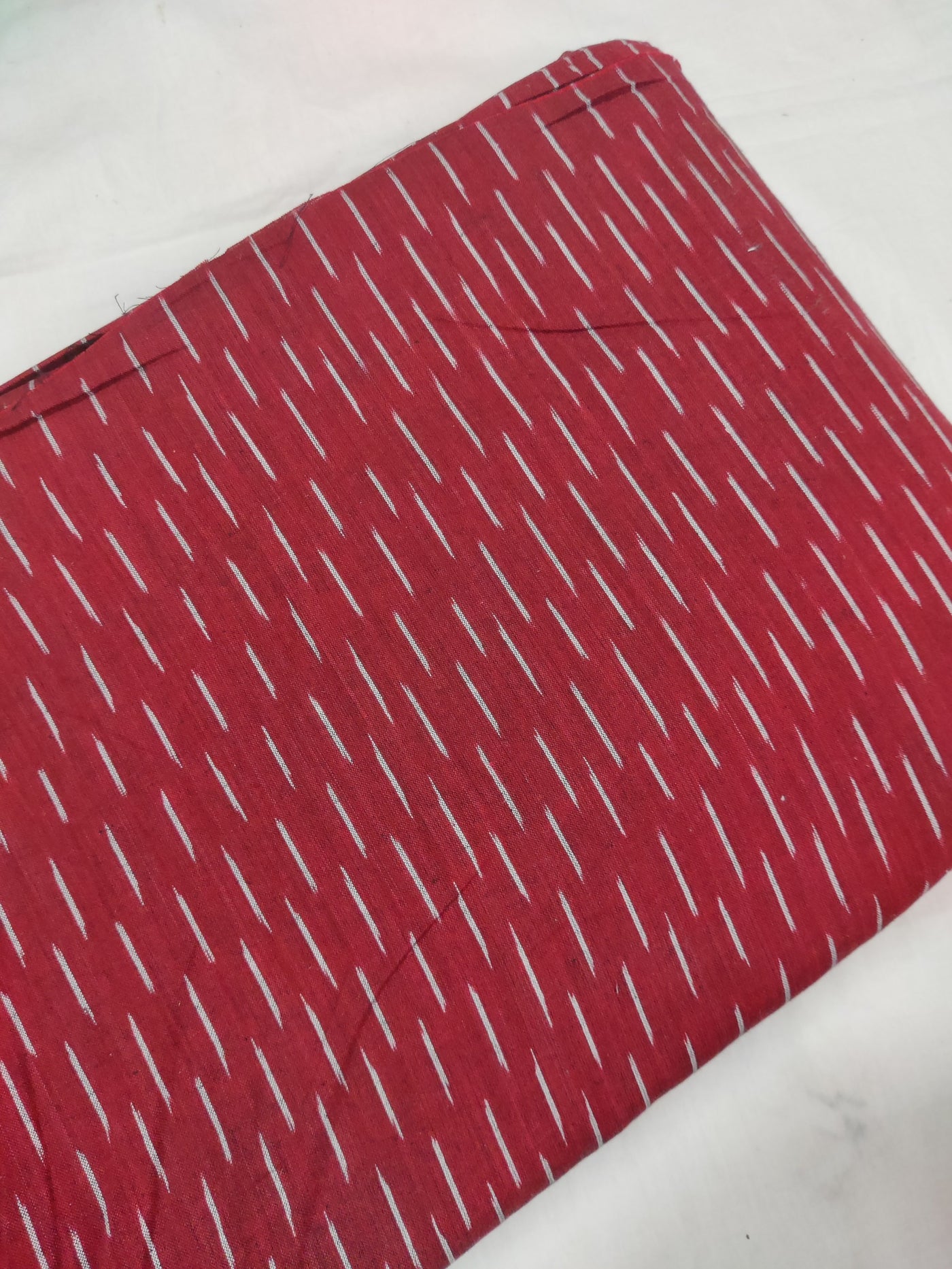 Maroon Abstract Handloom Pure Cotton Ikat Fabric