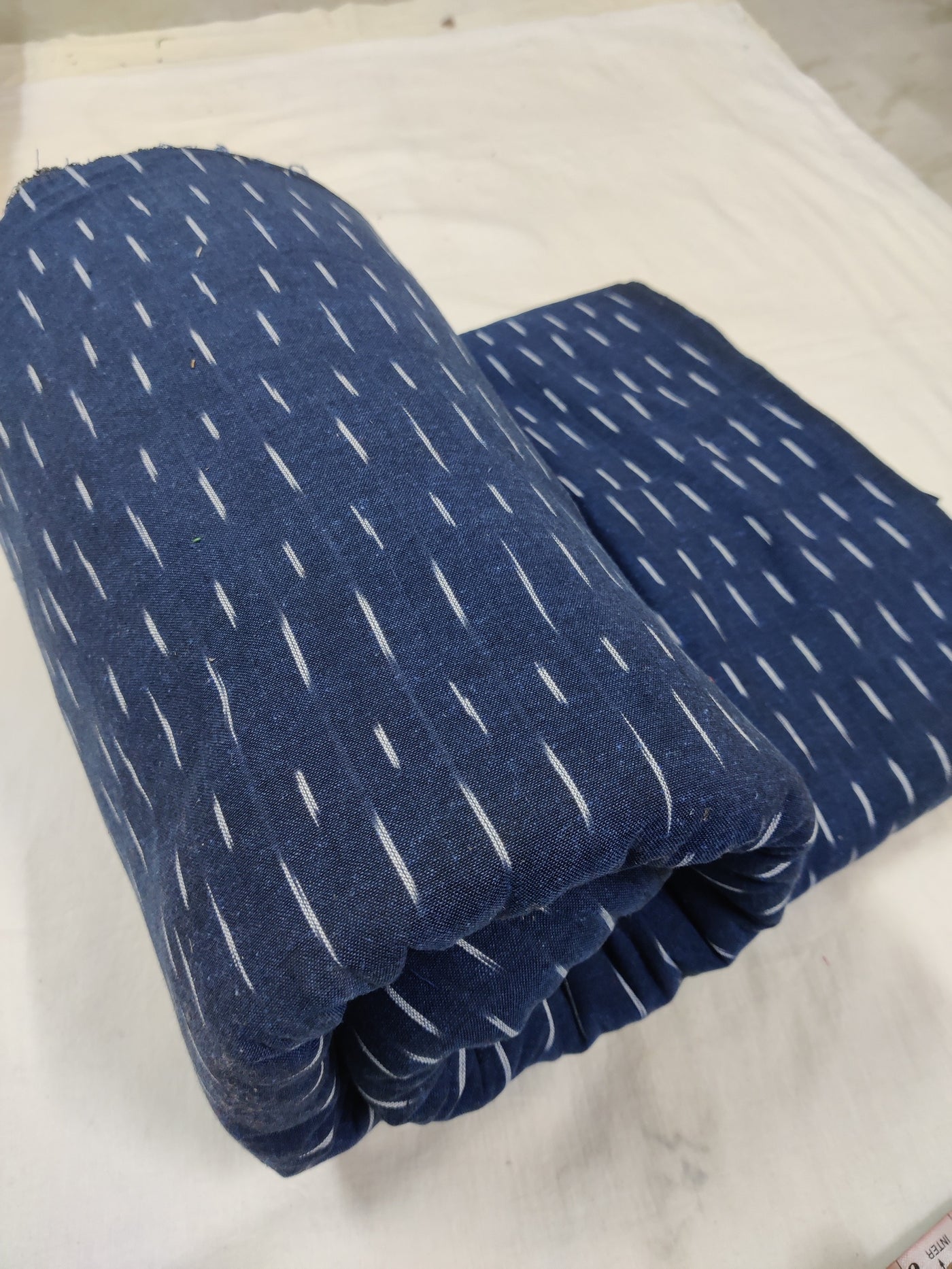 Blue Abstract Handloom Pure Cotton Ikat Fabric