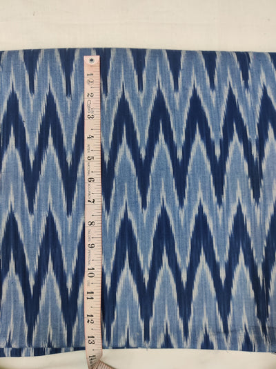 Blue Chevron Handloom Pure Cotton Ikat Fabric