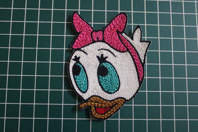 White And Pink Thread Work Daisy Duck Patch