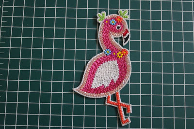 Pink Fancy Flamingo Thread Work Patches