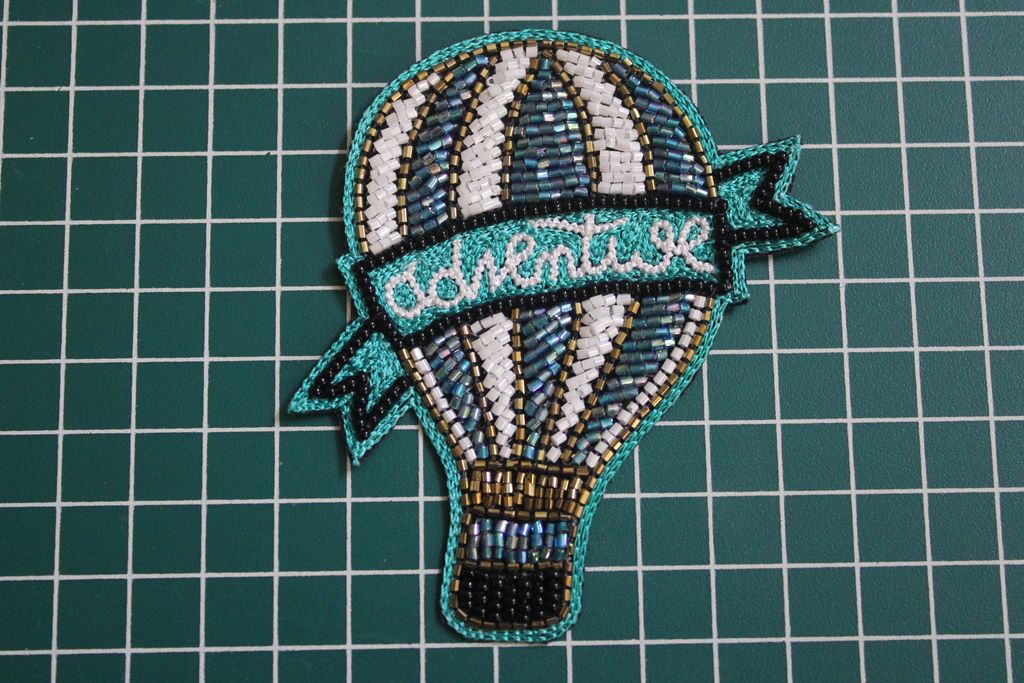 Turquoise Blue White Cutdana Parachute Patch