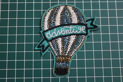 Turquoise Blue White Cutdana Parachute Patch