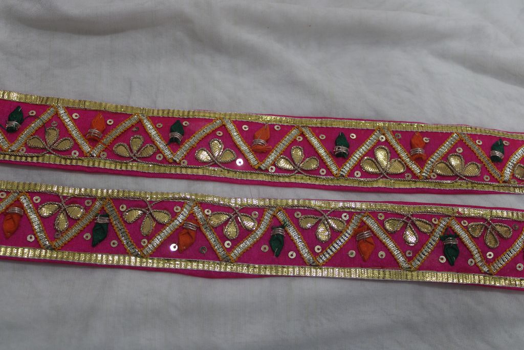 Pink Traditional Gota Trim