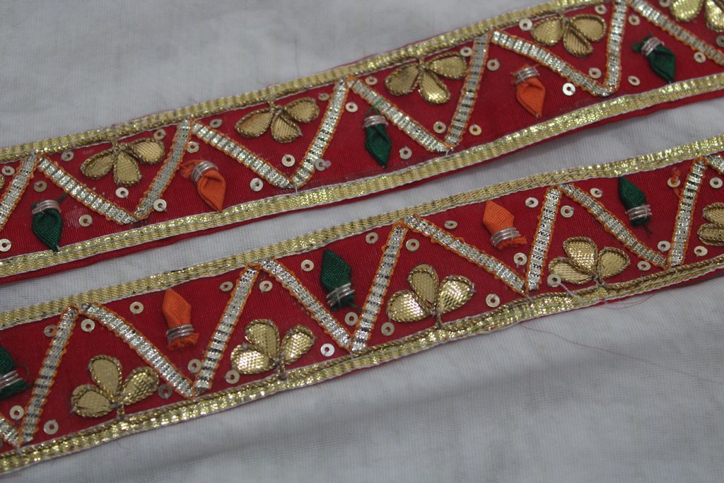 Red Traditional Gota Trim