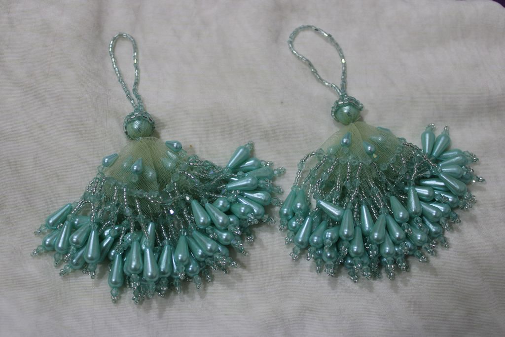 Light Teal Handwork Pearl Tassel