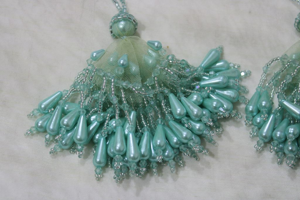 Light Teal Handwork Pearl Tassel