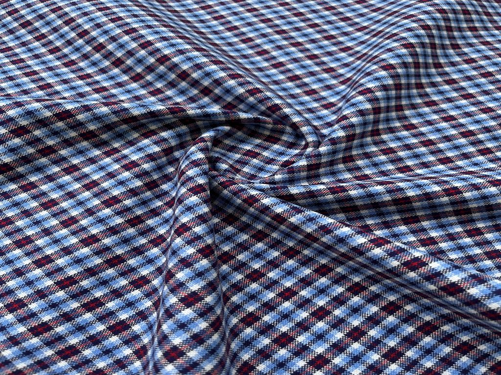 Blue Red Checks Cotswool Fabric