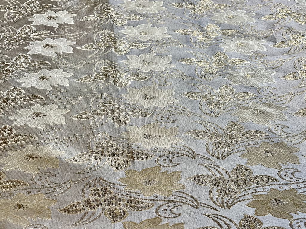 Golden Self Patterned Brocade Fabric