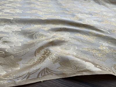 Golden Self Patterned Brocade Fabric