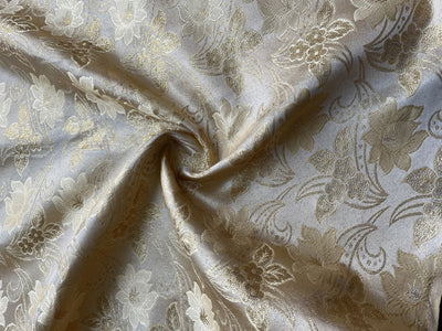 Golden Self Patterned Brocade Fabric