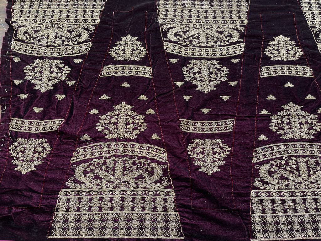 Purple Velvet Golden Dori Embroidered Kali