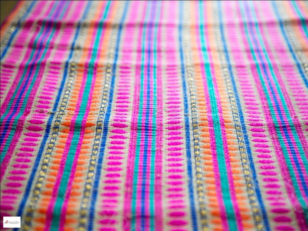 Multicolour Pink Stripes And Dots Design Acrylic Jacquard Fabric (1374837211170)