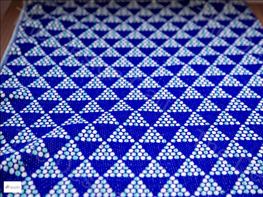 Blue White Pyramid Design Acrylic Jacquard Fabric (1374836817954)