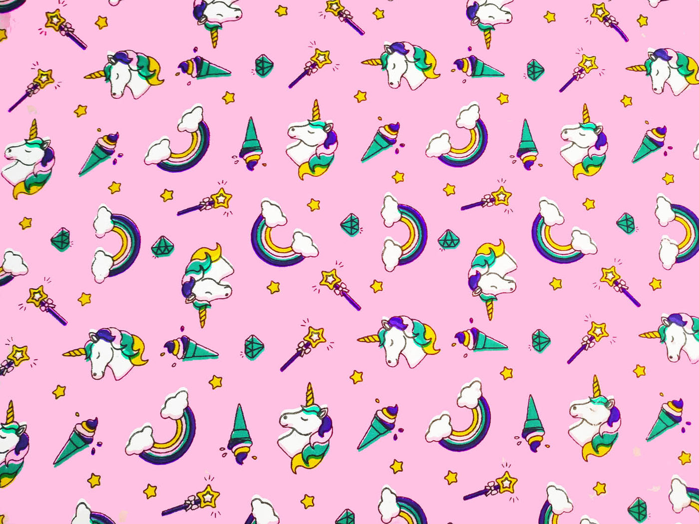 Pink Quirky Print Cotton Fabric