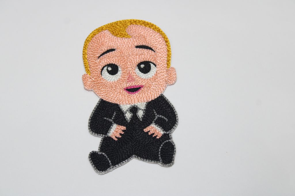 black-and-peach-thread-work-boss-baby-patch