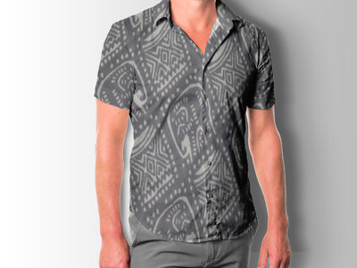 gray-and-white-tribal-elephant-design-cotton-fabric