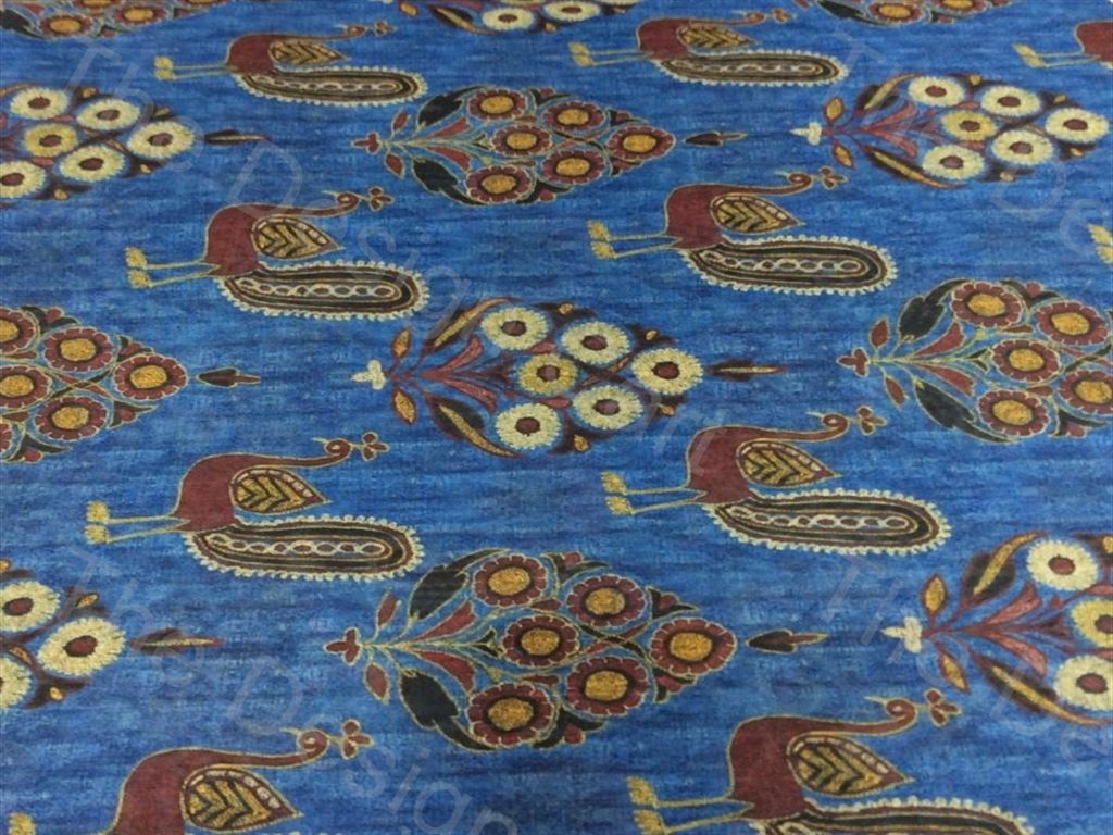 blue-brown-peacock-design-printed-polyester-fabric
