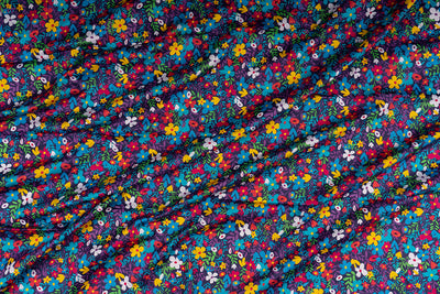 Multicolor Cotton Satin Floral Digital Printed Fabric