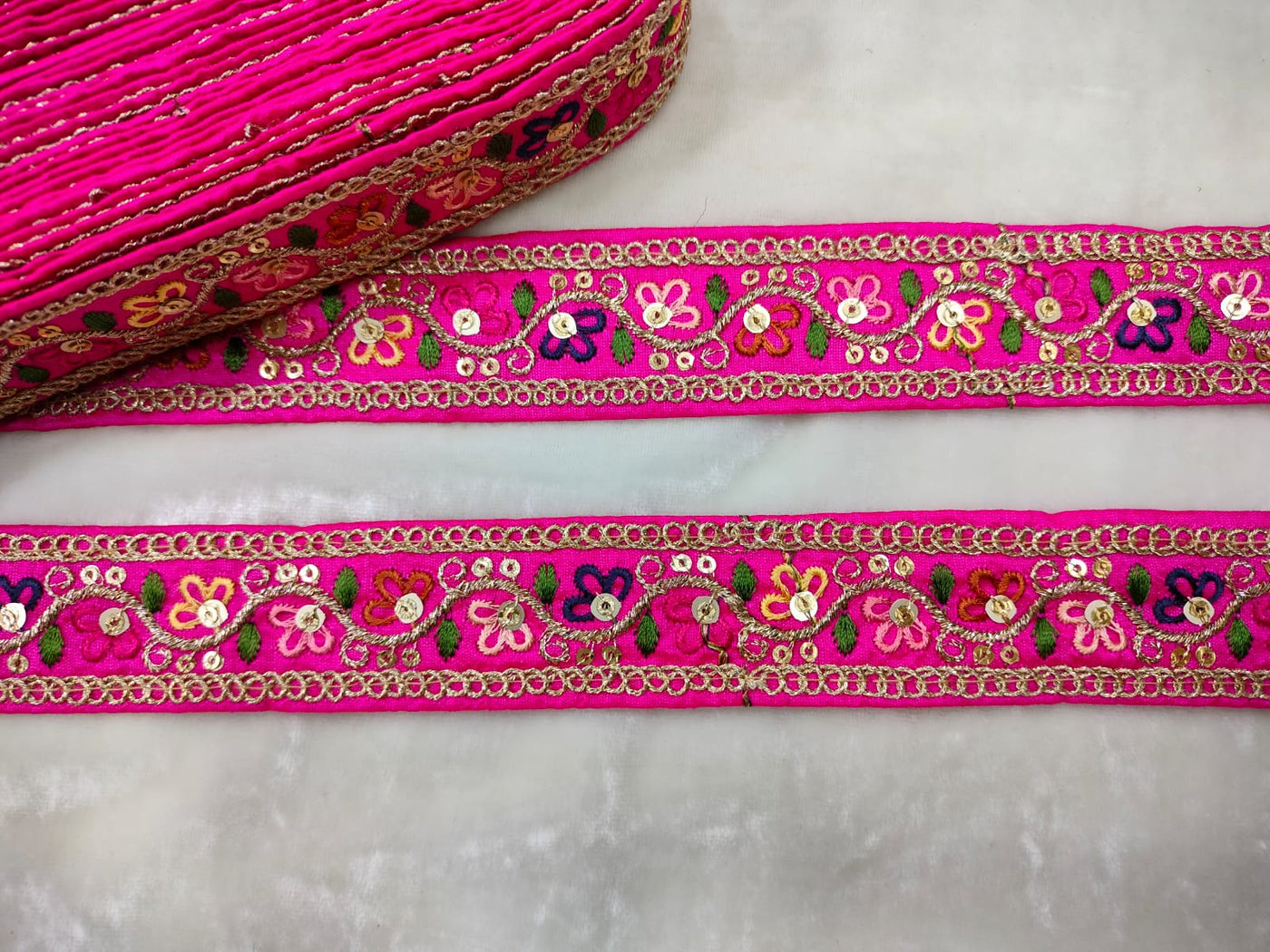 Pink Embroidered Lace