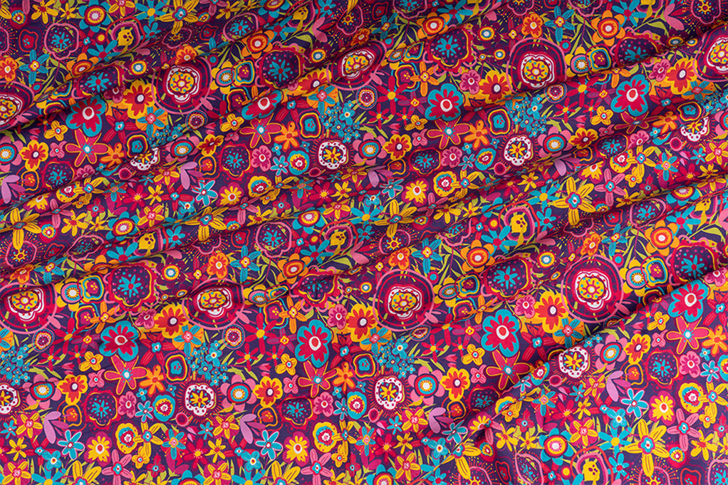 Multicolor Cotton Poplin Floral Digital Printed Fabric