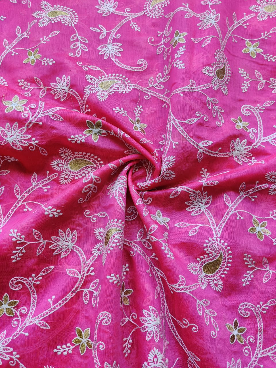 magenta-pink-chikankari-embroidered-chanderi-fabric