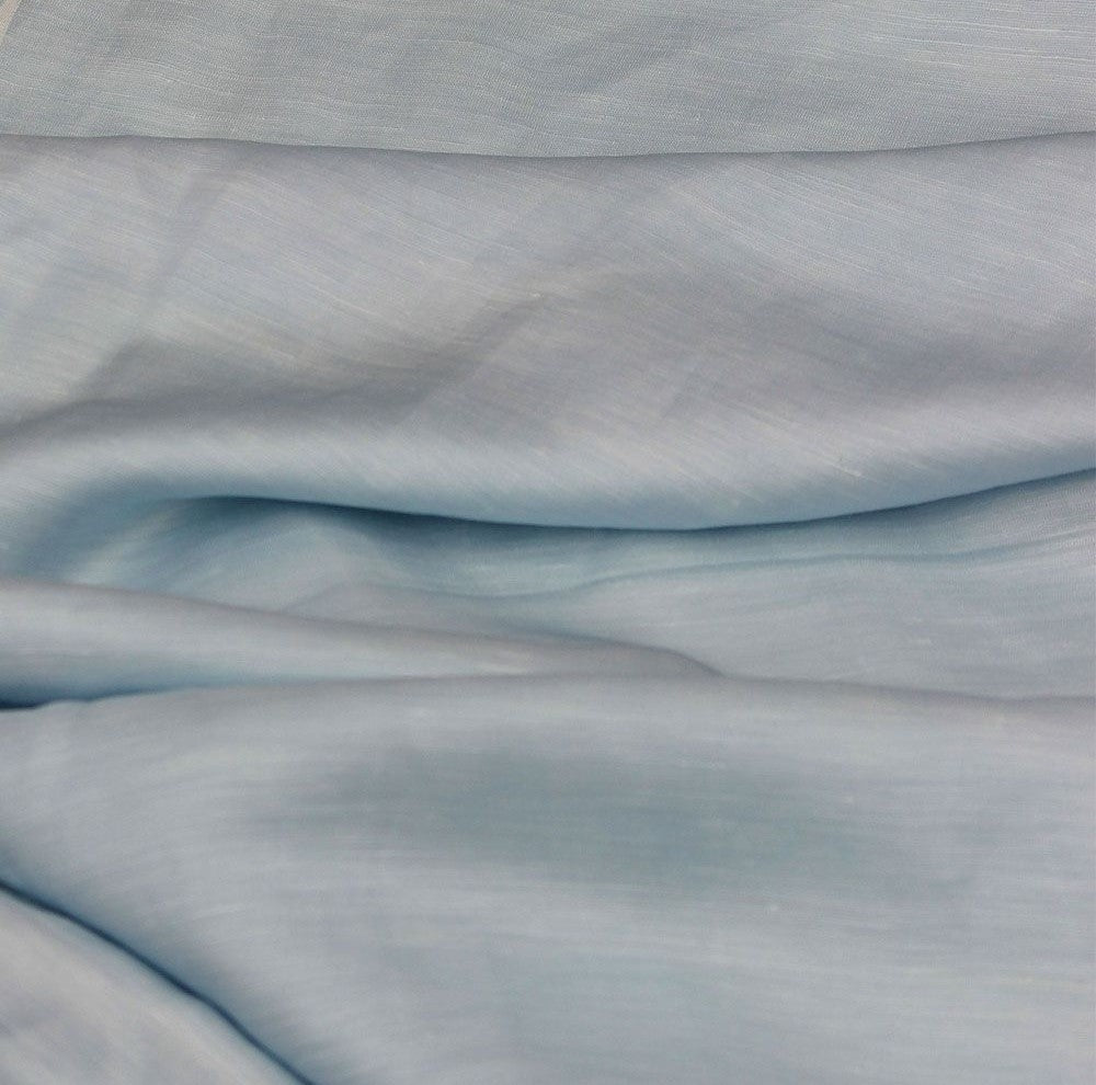 Light Sky Plain Viscose Linen Satin Fabric