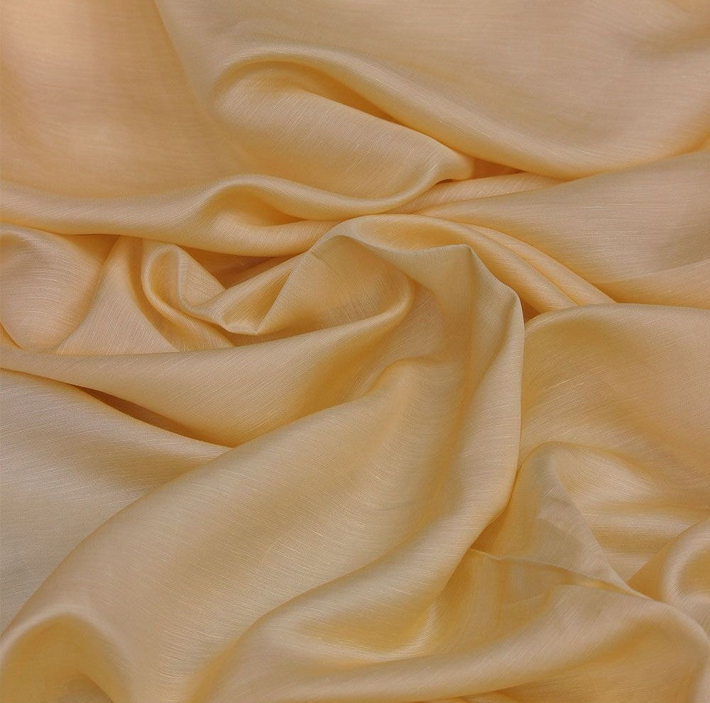 Light Peach Plain Viscose Linen Satin Fabric