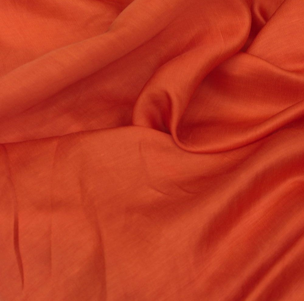 Orange Plain Viscose Linen Satin Fabric