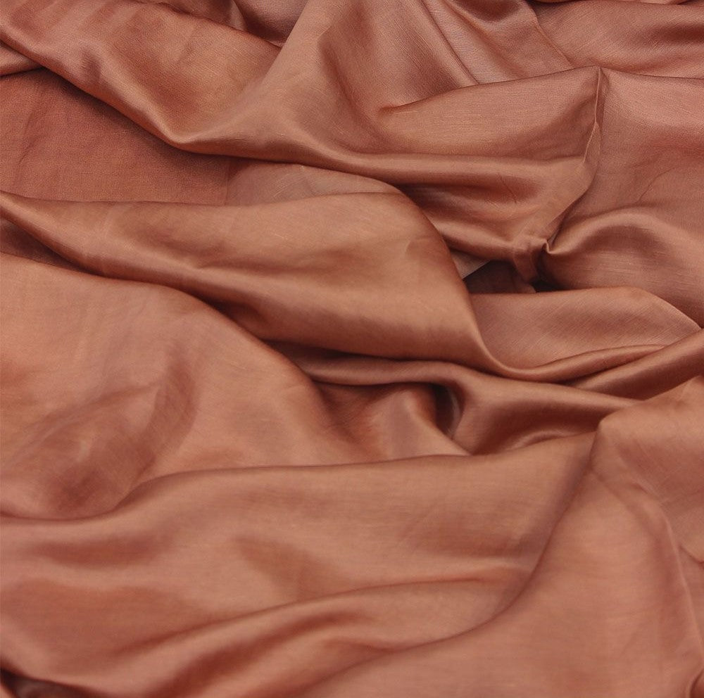 Copper Plain Viscose Linen Satin Fabric