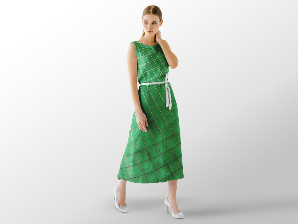 green-golden-weaved-checks-organza