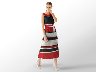 maroon-black-striped-poly-crepe-fabric