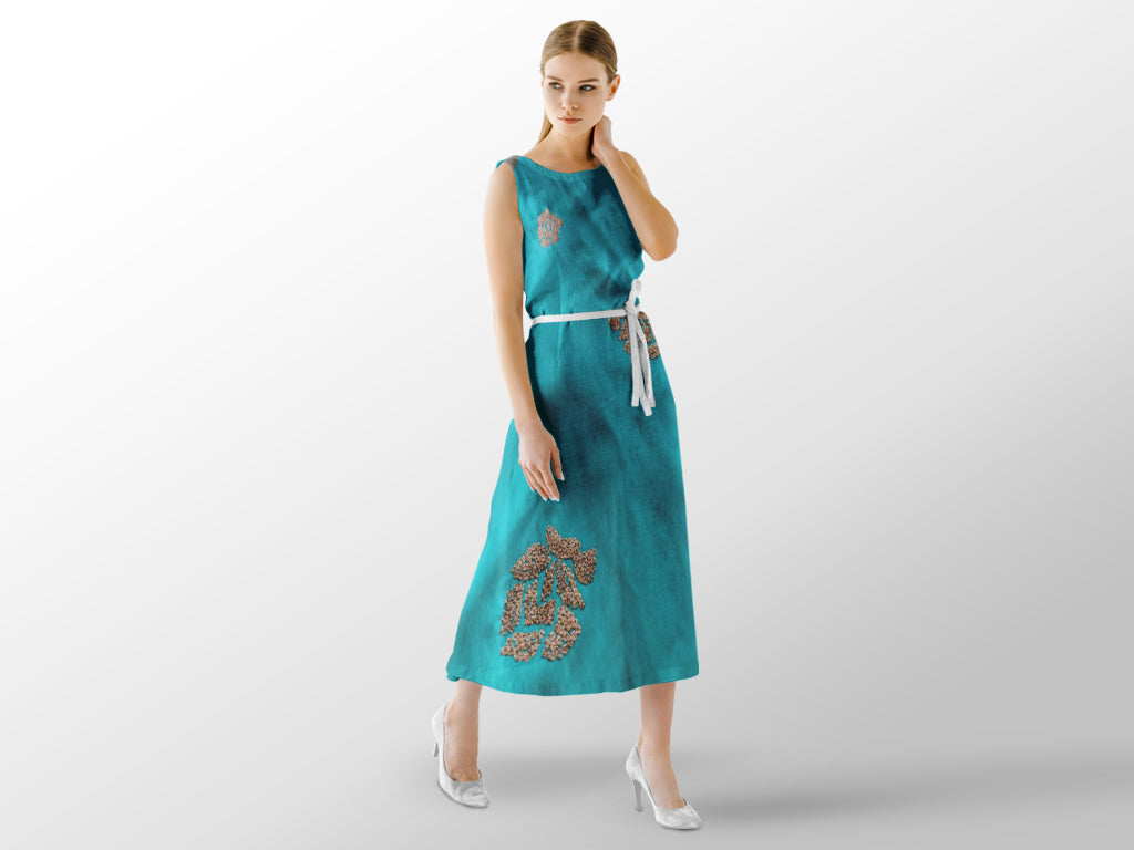 turquoise-green-taffeta-silk-with-gold-sequins-rose-embroidered-motifs