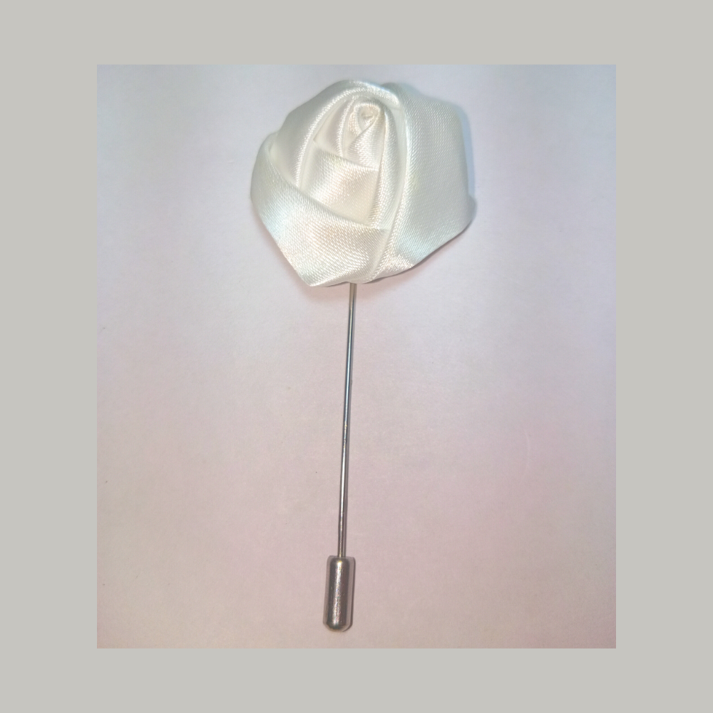 white-fabric-flower-lapel-pin