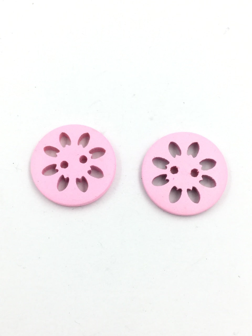 Pink Colour 2 Hole Wooden Fancy Button