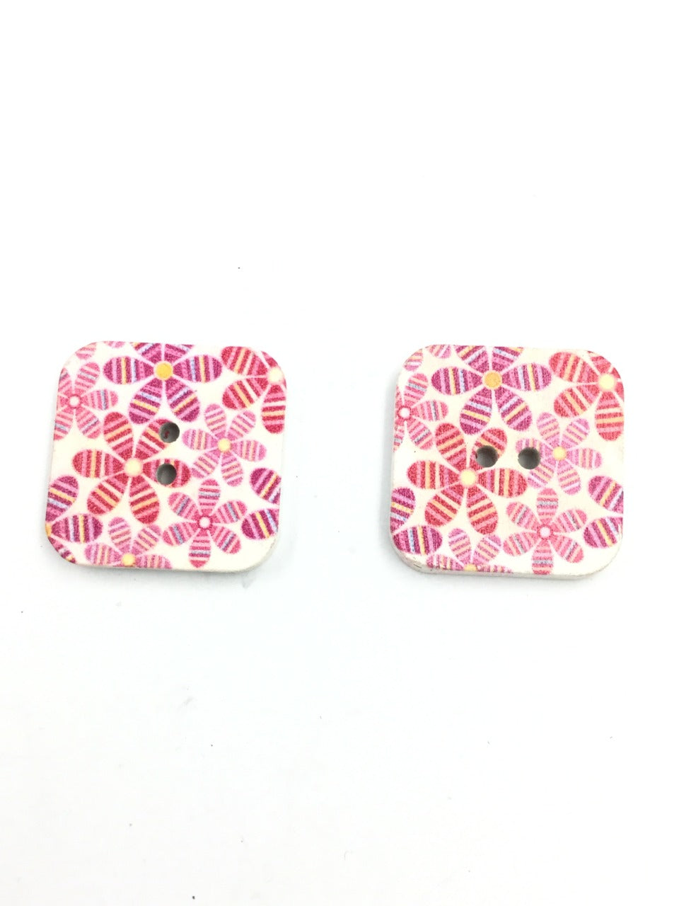 Multicolor Square Size 2 Hole Wooden Fancy Button