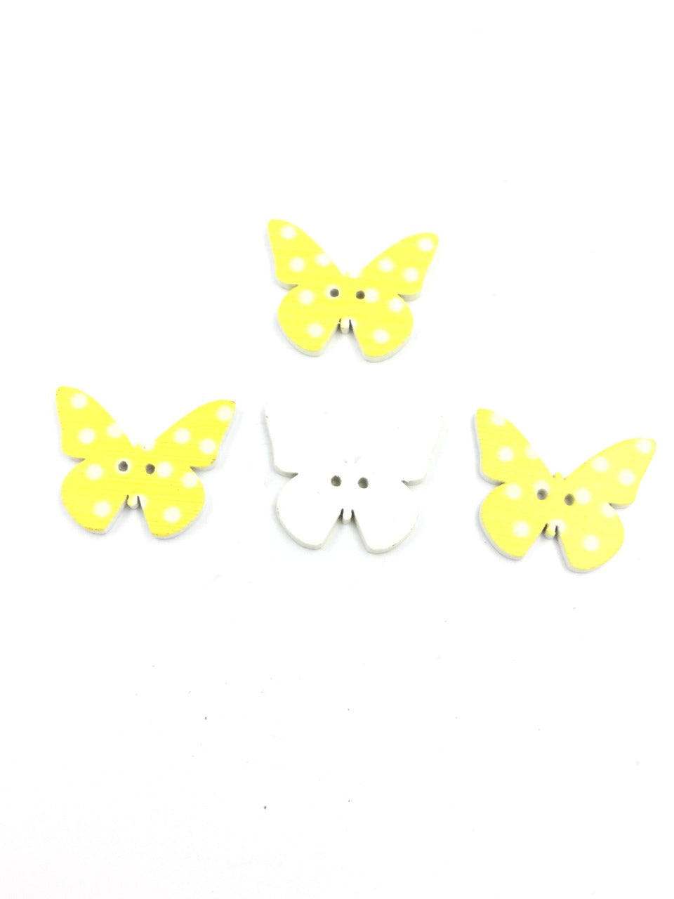 Yellow Butterfly Shape 2 Hole Wooden Fancy Button