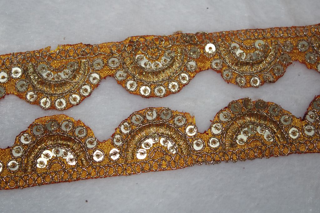 Dark Yellow Scalloped Fancy Lace